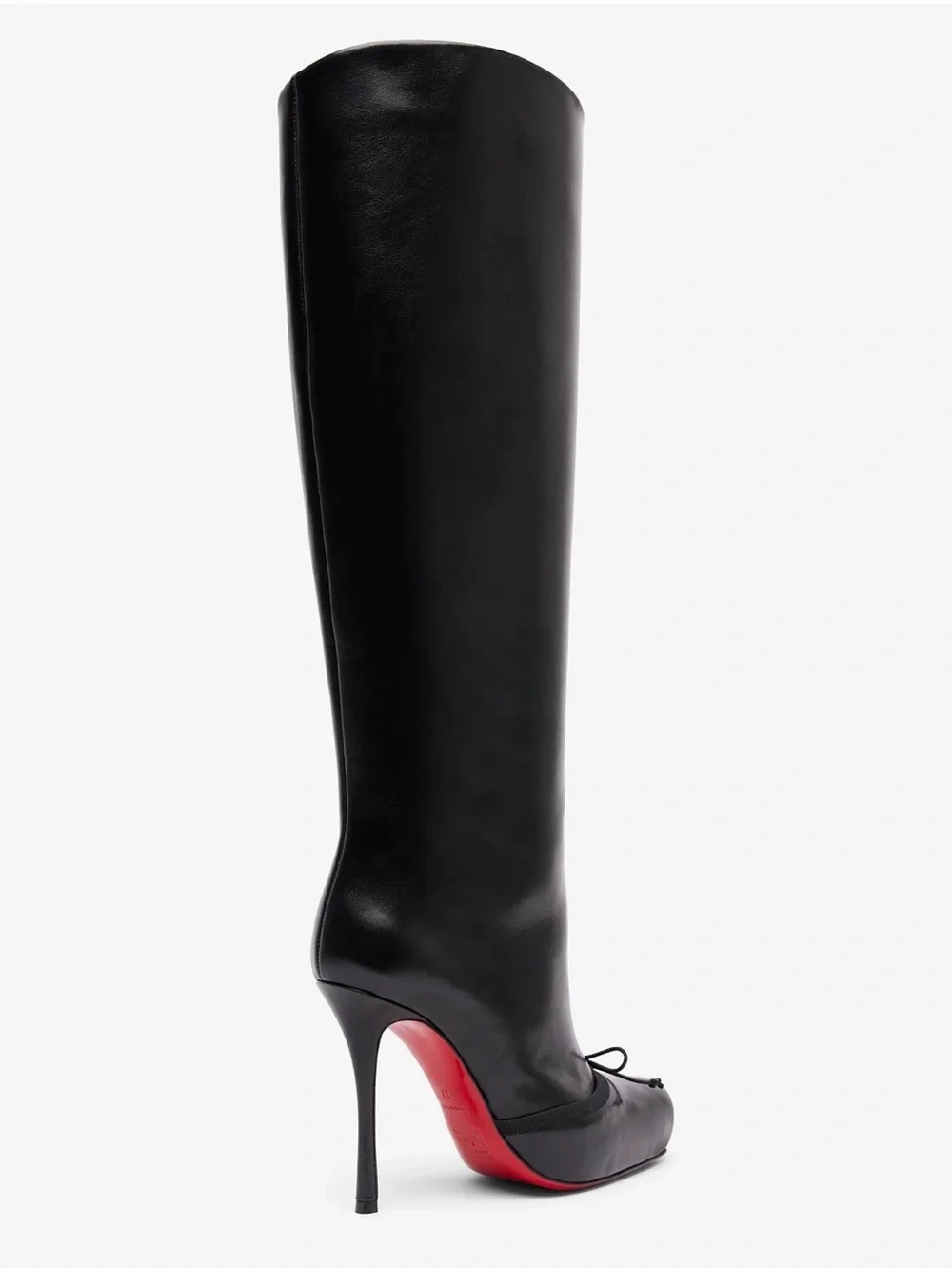 Christian Louboutin Black Leather Over-the-Knee Stiletto Boots with Red Sole